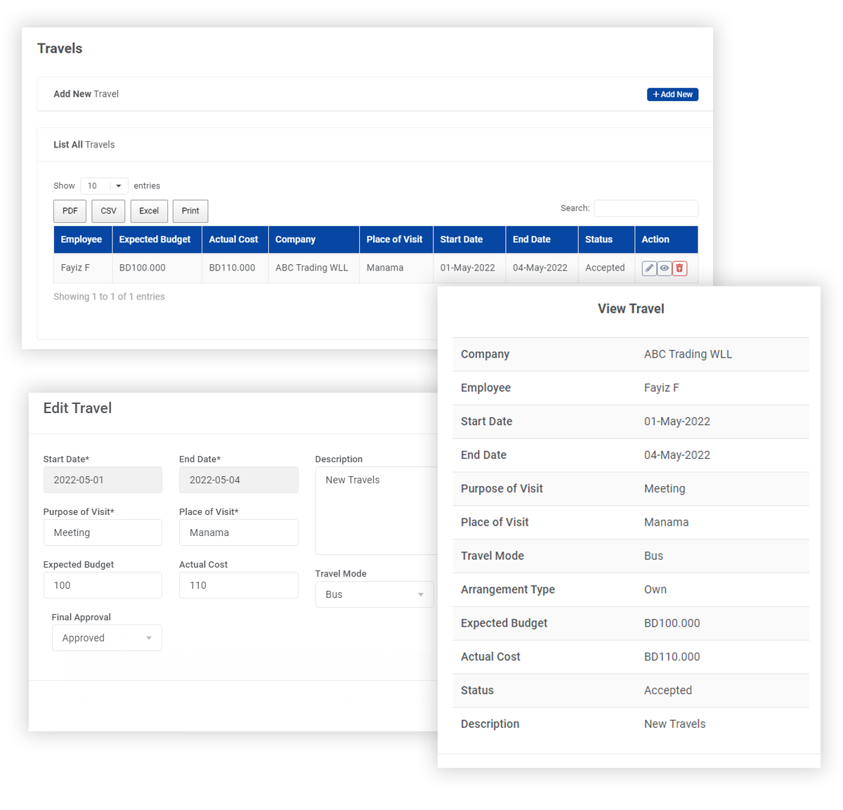 HRMS Business Travel Management Application in Kuwait